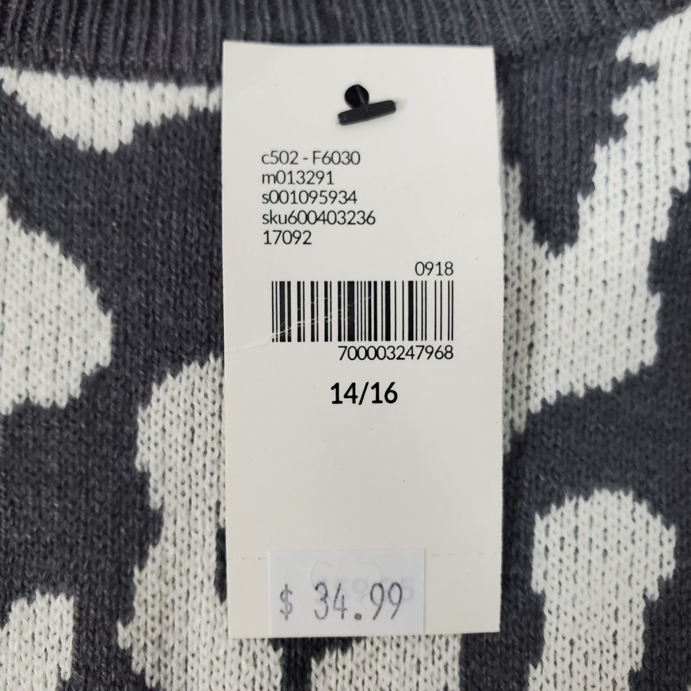 Lane Bryant Womens Grey White Leopard Print Crew Neck Pullover Sweater 14/16 NWT - Picture 3 of 11